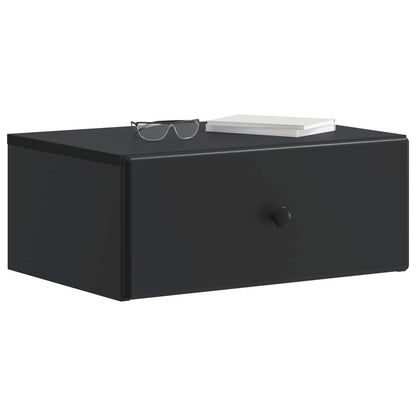 Wall-Mounted Bedside Cabinet Black 49 x 34.5 x 20 cm