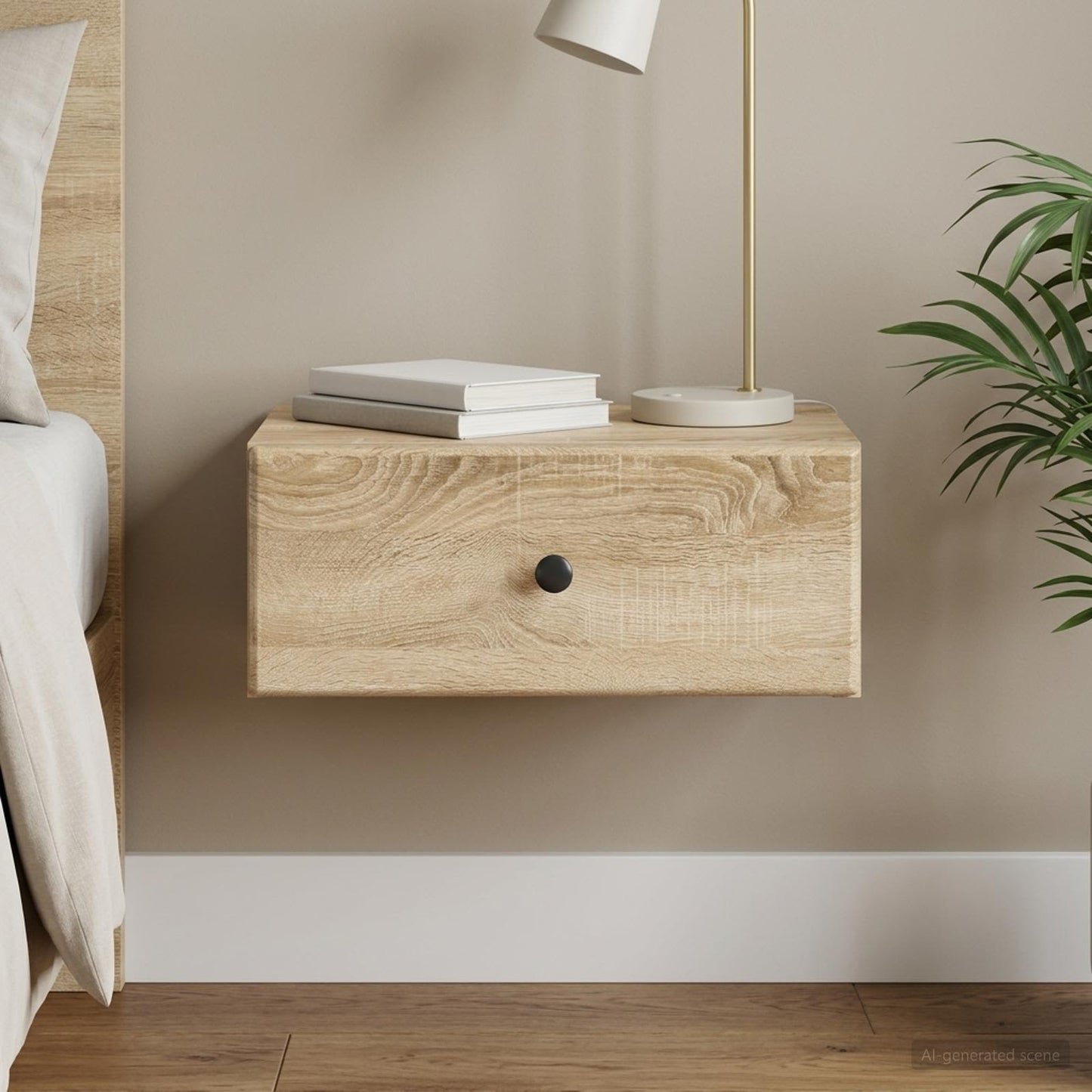 Wall-Mounted Bedside Cabinet Sonoma Oak 49 x 34.5 x 20 cm