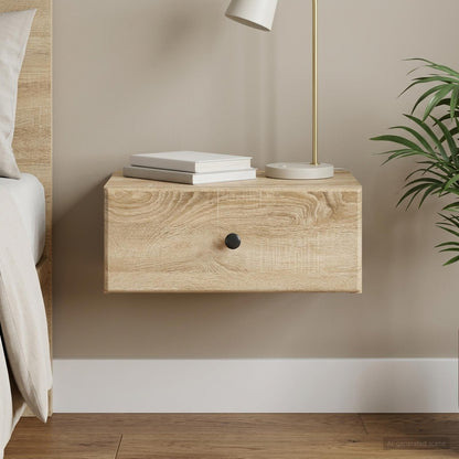 Wall-Mounted Bedside Cabinet Sonoma Oak 49 x 34.5 x 20 cm