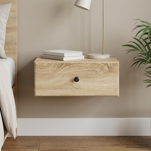 Wall-Mounted Bedside Cabinet Sonoma Oak 49 x 34.5 x 20 cm