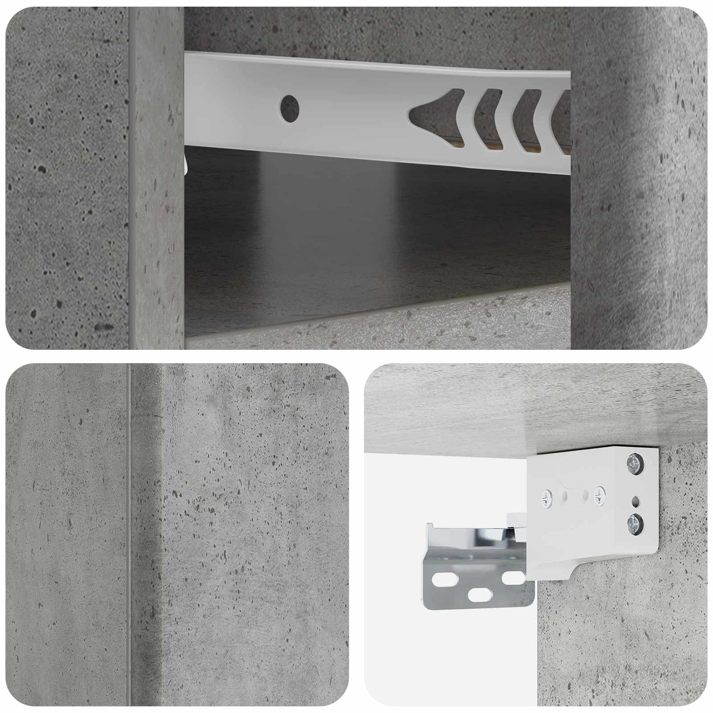 Wall-Mounted Bedside Cabinet Concrete Grey 49 x 34.5 x 20 cm