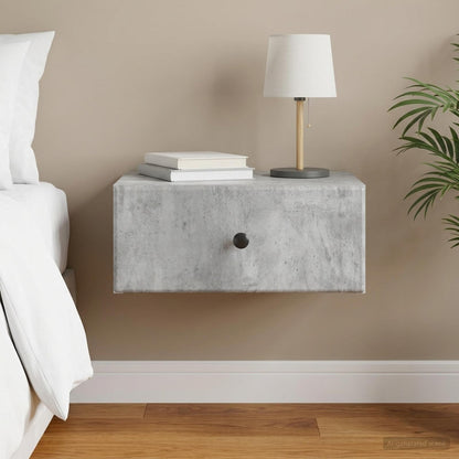 Wall-Mounted Bedside Cabinet Concrete Grey 49 x 34.5 x 20 cm