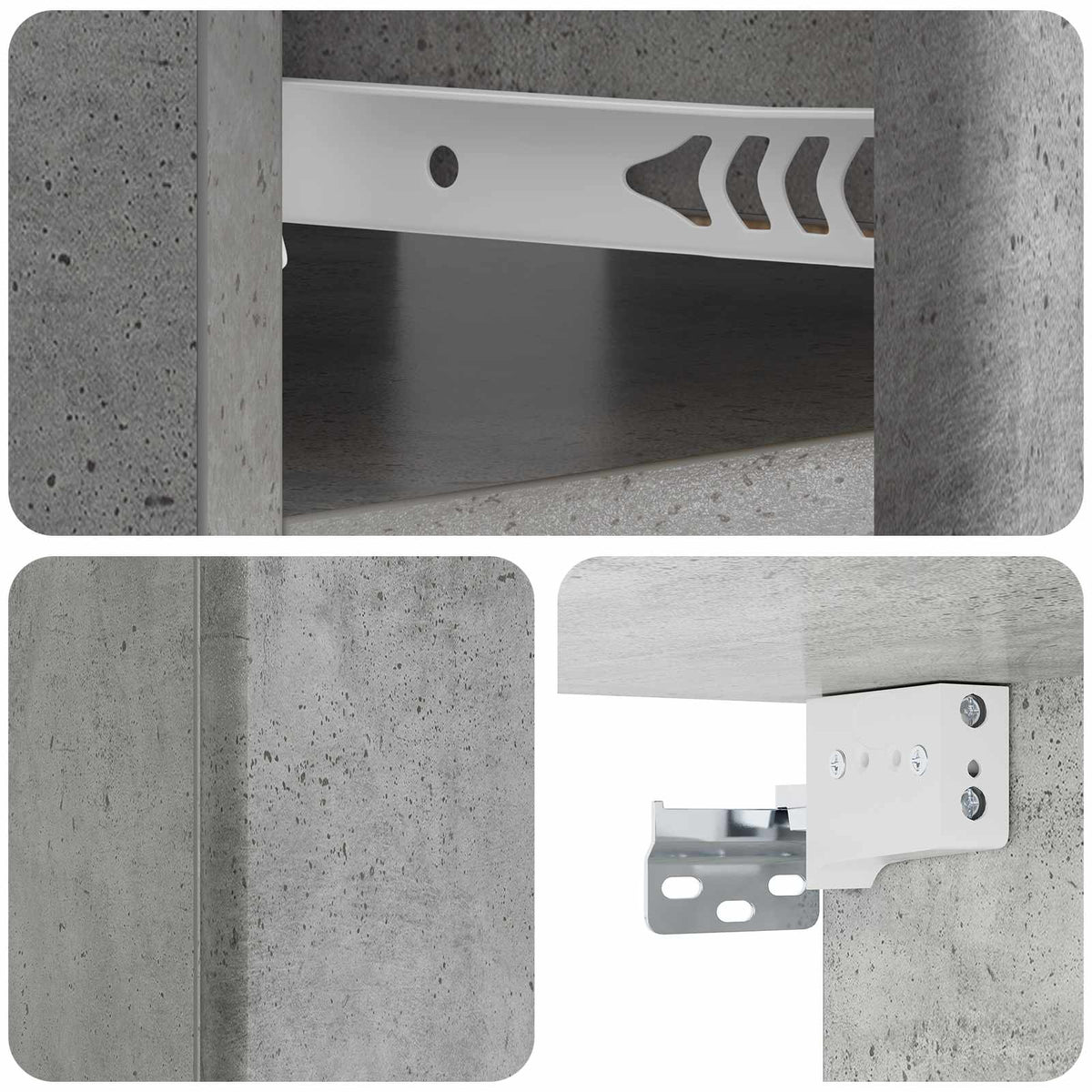 Wall-Mounted Bedside Cabinet 2 pcs Concrete Grey