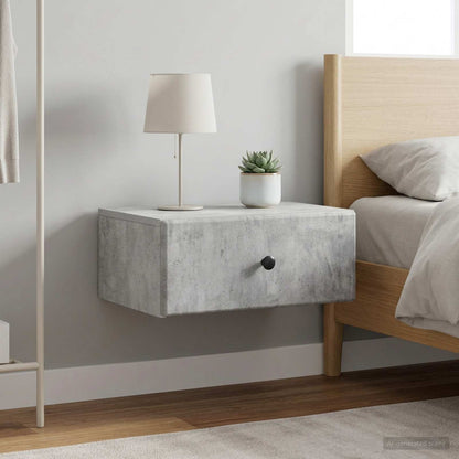 Wall-Mounted Bedside Cabinet 2 pcs Concrete Grey