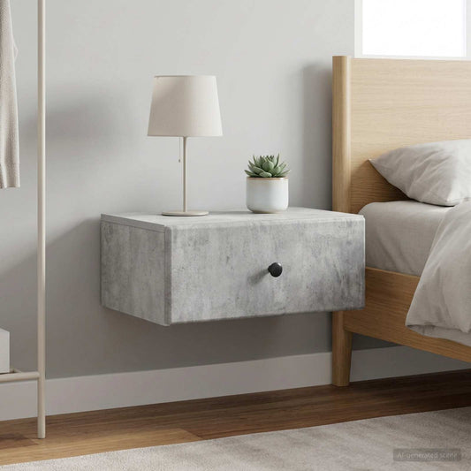 Wall-Mounted Bedside Cabinet 2 pcs Concrete Grey