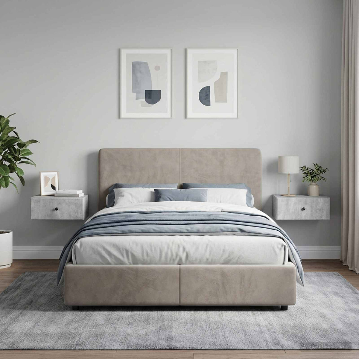 Wall-Mounted Bedside Cabinet 2 pcs Concrete Grey