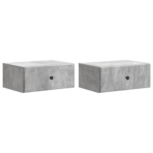 Wall-Mounted Bedside Cabinet 2 pcs Concrete Grey