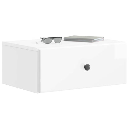 Wall-Mounted Bedside Cabinet High Gloss White 49 x 34.5 x 20 cm