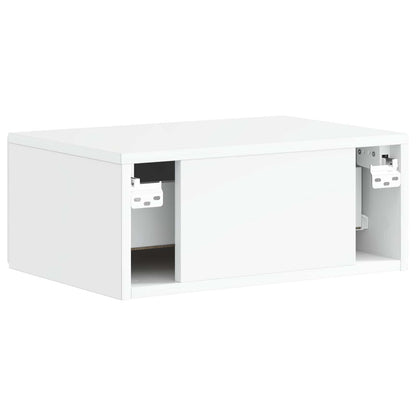 Wall-Mounted Bedside Cabinet with Drawer 2 pcs High Gloss White