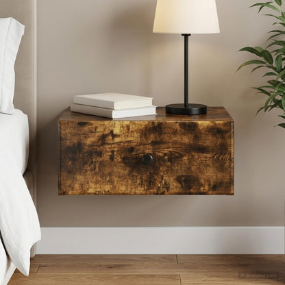 Wall-Mounted Bedside Cabinet Smoked Oak 49 x 34.5 x 20 cm