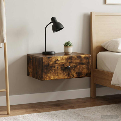 Wall-Mounted Bedside Cabinet 2 pcs Smoked Oak 49 x 34.5 x 20 cm