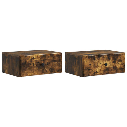 Wall-Mounted Bedside Cabinet 2 pcs Smoked Oak 49 x 34.5 x 20 cm