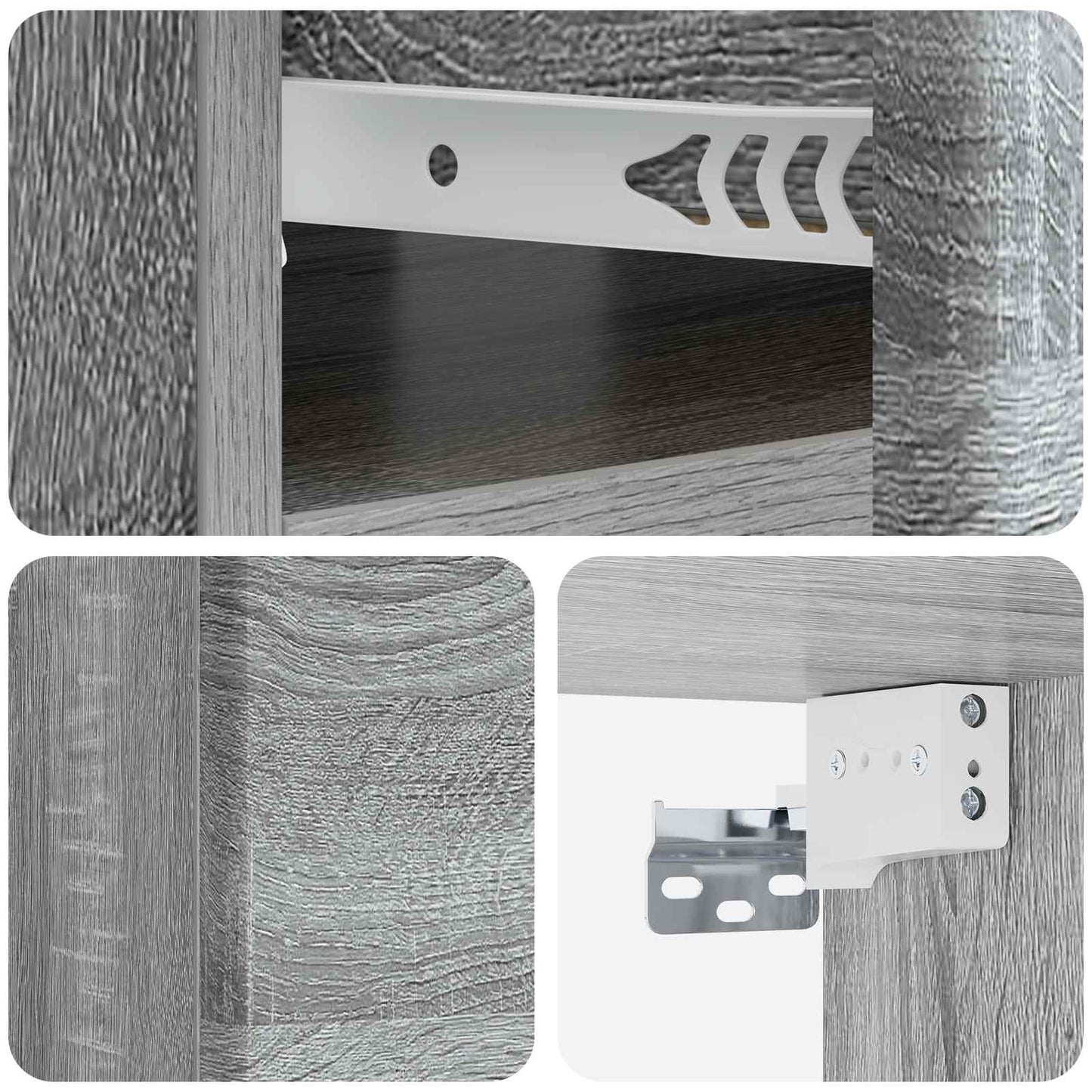 Wall-Mounted Bedside Cabinet Grey Sonoma 49 x 34.5 x 20 cm