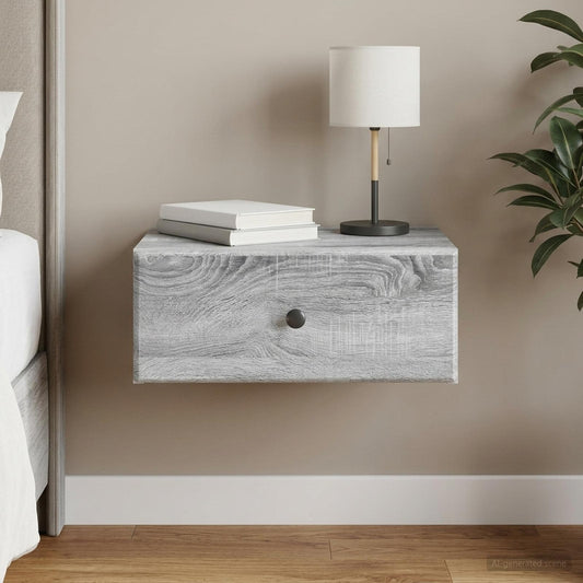 Wall-Mounted Bedside Cabinet Grey Sonoma 49 x 34.5 x 20 cm