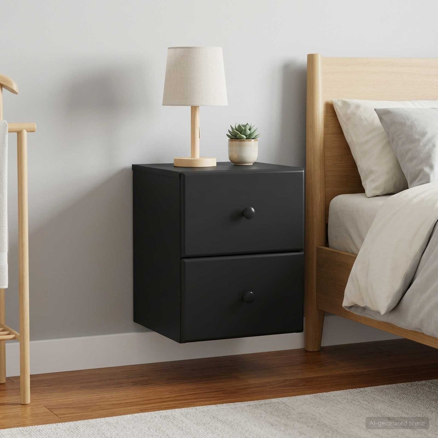 Wall-Mounted Bedside Cabinet 2 pcs Black 34.5 x 33 x 40 cm