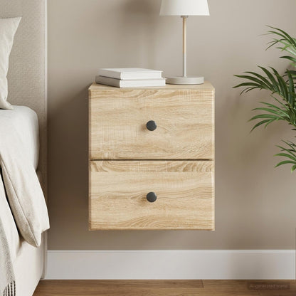 Wall-Mounted Bedside Cabinet Sonoma Oak 34.5 x 33 x 40 cm