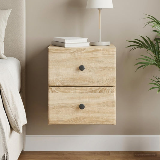 Wall-Mounted Bedside Cabinet Sonoma Oak 34.5 x 33 x 40 cm