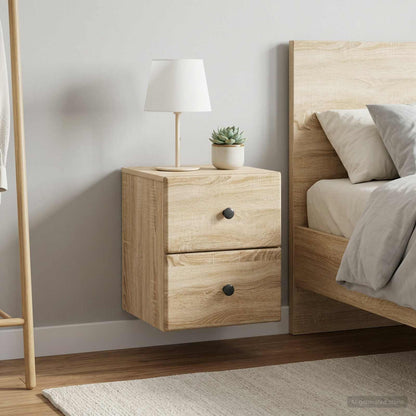 Wall-Mounted Bedside Cabinet 2 pcs Sonoma Oak 34.5 x 33 x 40 cm