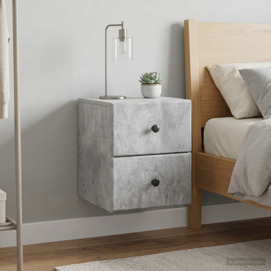 Wall-Mounted Bedside Cabinet 2 pcs Concrete Grey