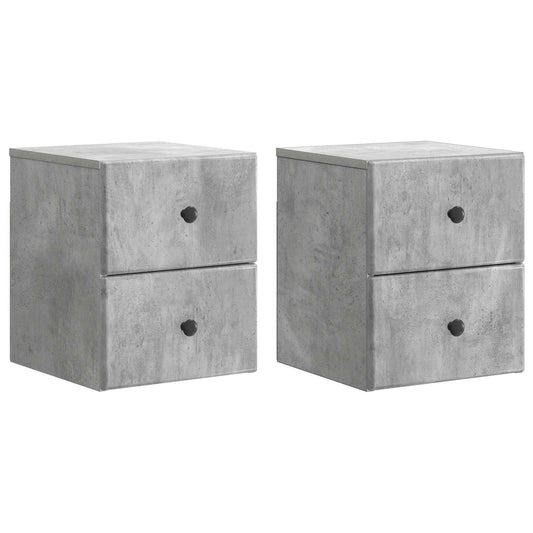 Wall-Mounted Bedside Cabinet 2 pcs Concrete Grey