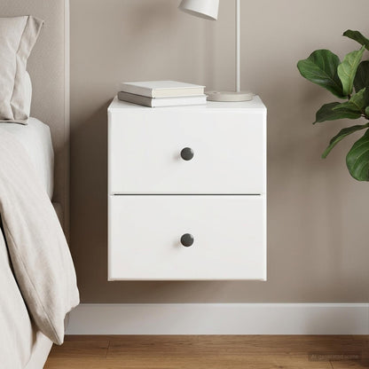 Wall-Mounted Bedside Cabinet High Gloss White 34.5 x 33 x 40 cm