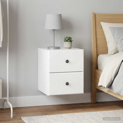 Wall-Mounted Bedside Cabinet 2 pcs High Gloss White