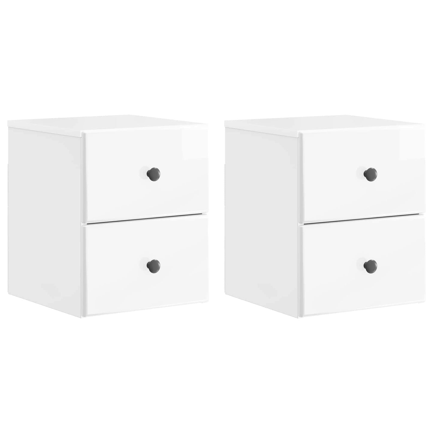 Wall-Mounted Bedside Cabinet with Drawer 2 pcs High Gloss White