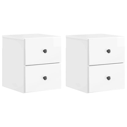 Wall-Mounted Bedside Cabinet with Drawer 2 pcs High Gloss White