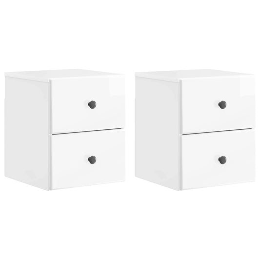 Wall-Mounted Bedside Cabinet 2 pcs High Gloss White