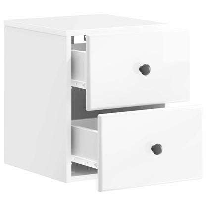 Wall-Mounted Bedside Cabinet with Drawer 2 pcs High Gloss White