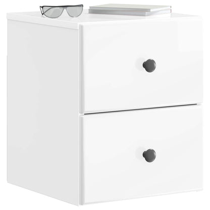 Wall-Mounted Bedside Cabinet with Drawer 2 pcs High Gloss White