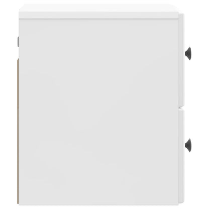 Wall-Mounted Bedside Cabinet with Drawer 2 pcs High Gloss White
