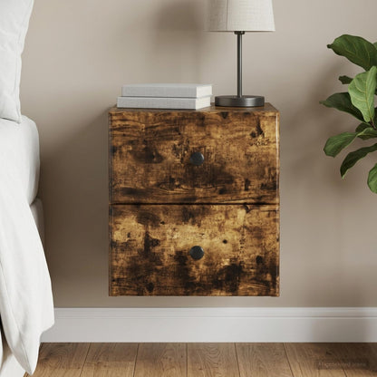 Wall-Mounted Bedside Cabinet Smoked Oak 34.5 x 33 x 40 cm