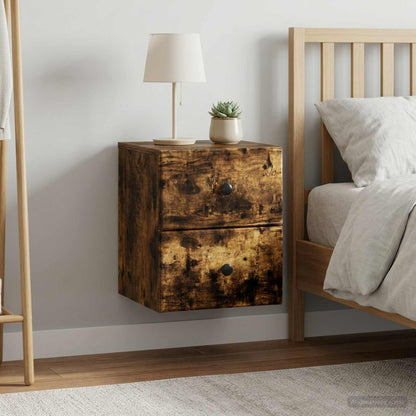 Wall-Mounted Bedside Cabinet 2 pcs Smoked Oak 34.5 x 33 x 40 cm