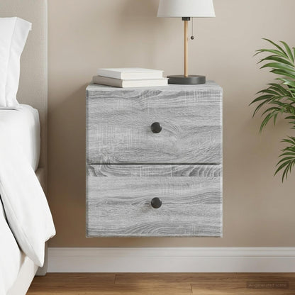 Wall-Mounted Bedside Cabinet Grey Sonoma 34.5 x 33 x 40 cm