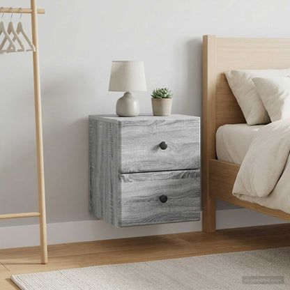 Wall-Mounted Bedside Cabinet 2 pcs Grey Sonoma