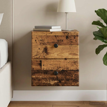 Wall-Mounted Bedside Cabinet Old Wood 34.5 x 33 x 40 cm