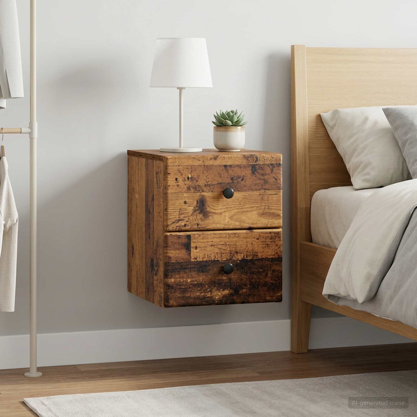 Wall-Mounted Bedside Cabinet 2 pcs Old Wood 34.5 x 33 x 40 cm