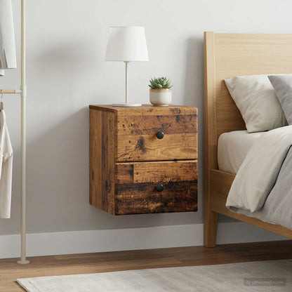 Wall-Mounted Bedside Cabinet 2 pcs Old Wood 34.5 x 33 x 40 cm