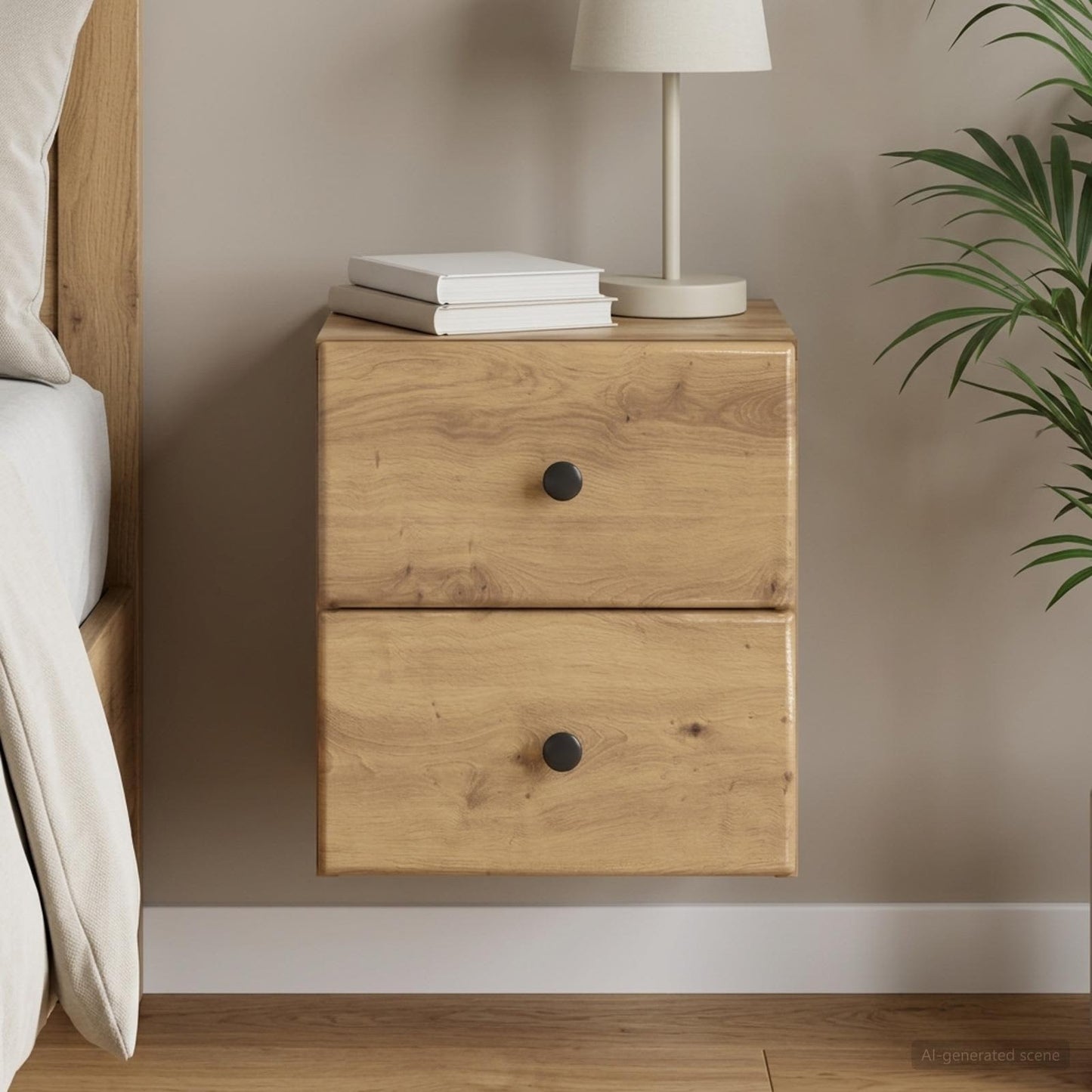 Wall-Mounted Bedside Cabinet Artisan Oak 34.5 x 33 x 40 cm