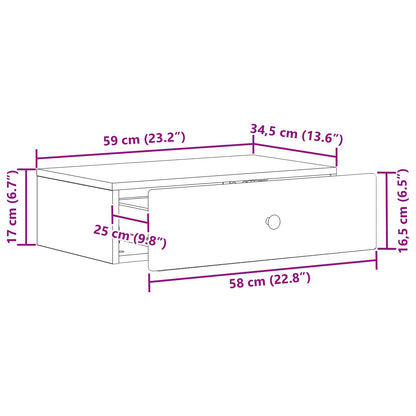 Wall-Mounted Side Table White 59 x 34.5 x 17 cm Engineered Wood
