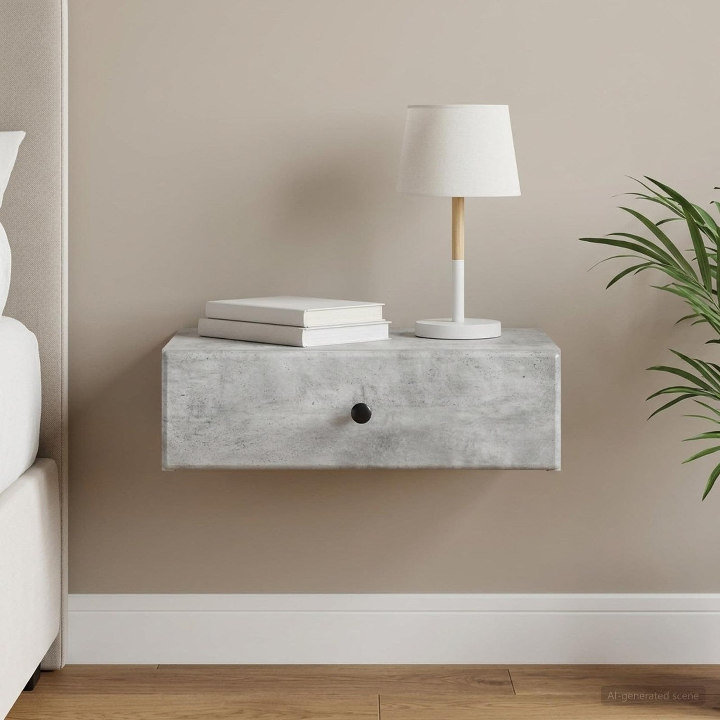 Wall-Mounted Side Table Concrete Grey 59 x 34.5 x 17 cm