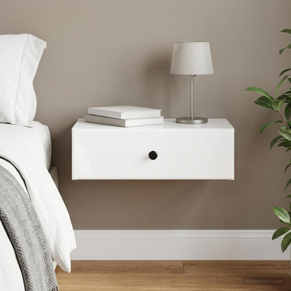 Wall-Mounted Side Table High Gloss White 59 x 34.5 x 17 cm