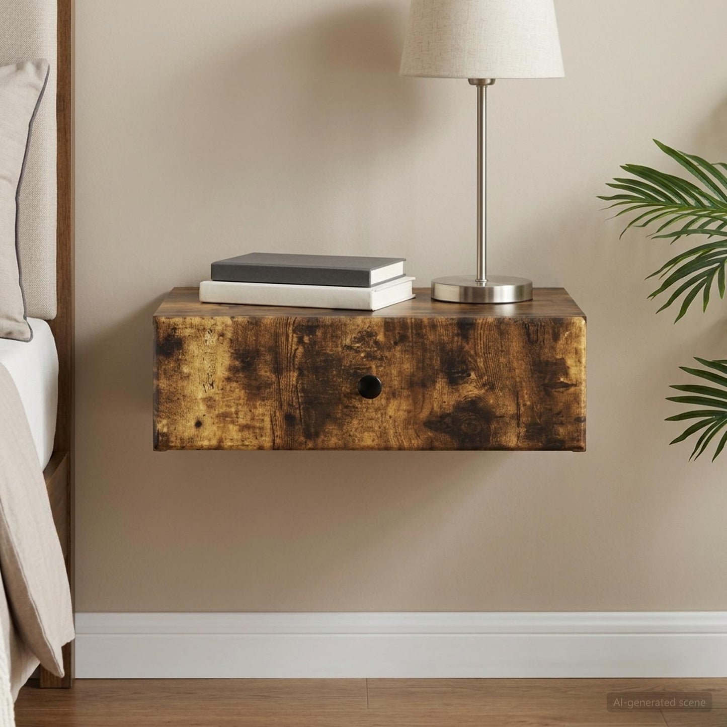 Wall-Mounted Side Table Smoked Oak 59 x 34.5 x 17 cm