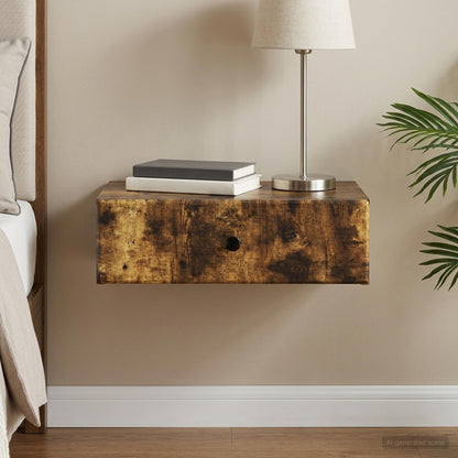 Wall-Mounted Side Table Smoked Oak 59 x 34.5 x 17 cm
