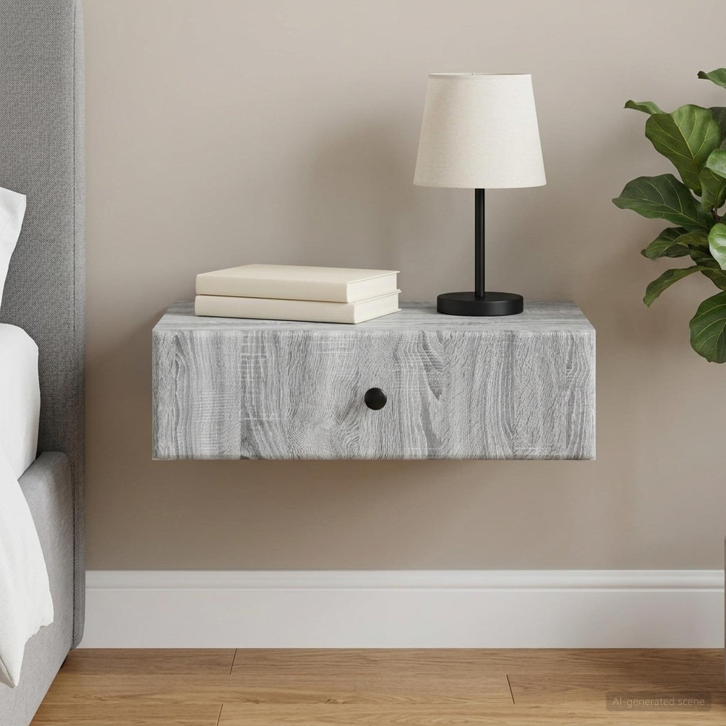 Wall-Mounted Side Table Grey Sonoma 59 x 34.5 x 17 cm