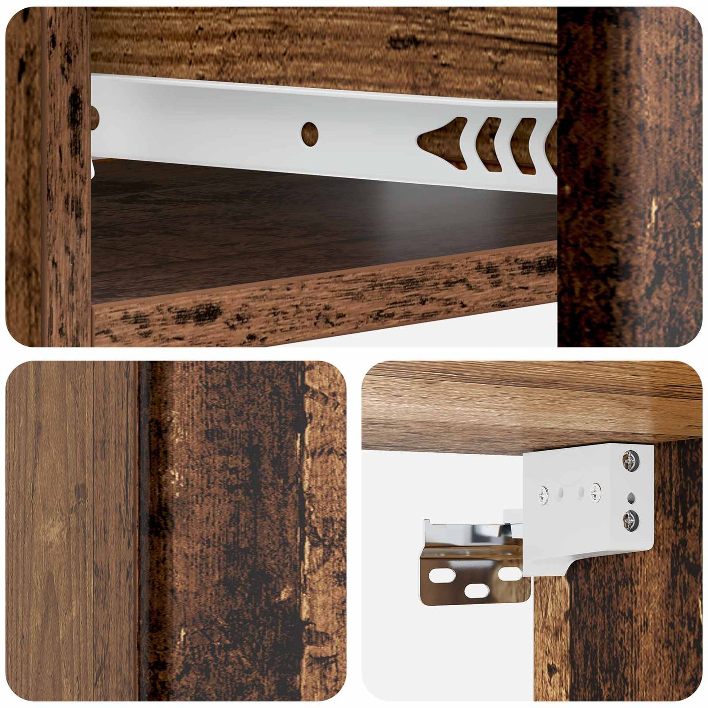 Wall-Mounted Side Table Wall-mounted Old Wood 59 x 34.5 x 17 cm