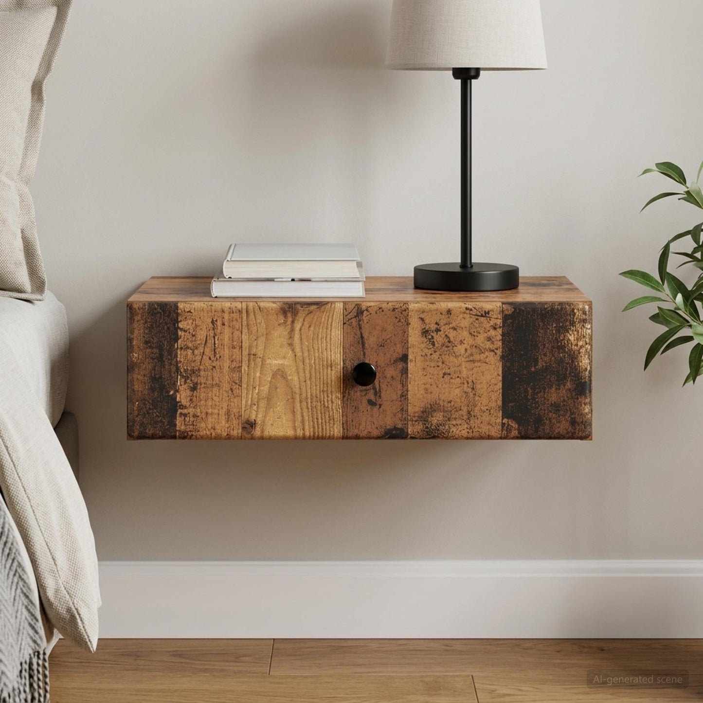 Wall-Mounted Side Table Wall-mounted Old Wood 59 x 34.5 x 17 cm