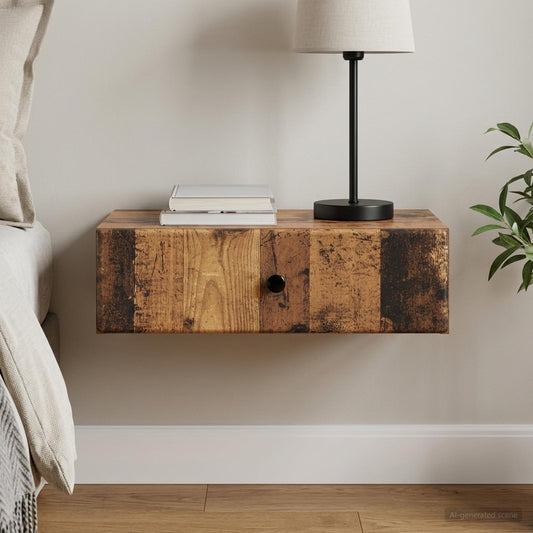 Wall-Mounted Side Table Wall-mounted Old Wood 59 x 34.5 x 17 cm