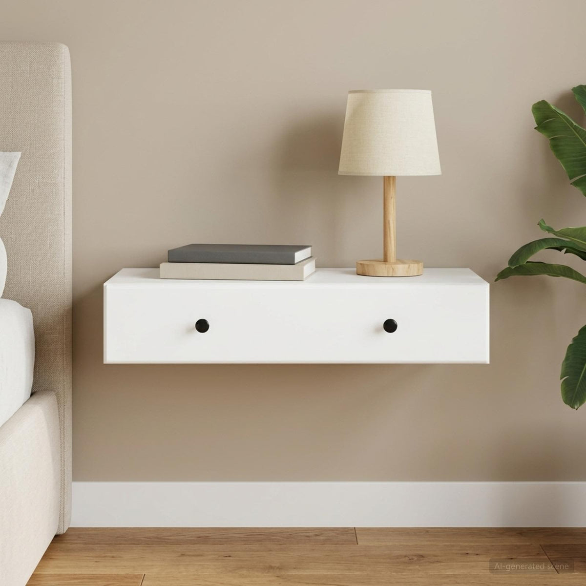 Wall-Mounted Side Table Wall-mounted White 87.5 x 34.5 x 17 cm